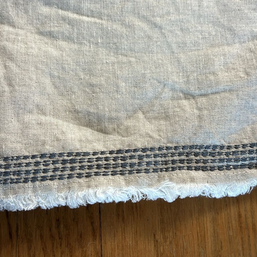 Pottery Barn Fringe Border Stitch Belgian Linen Sham - Picture 3 of 9